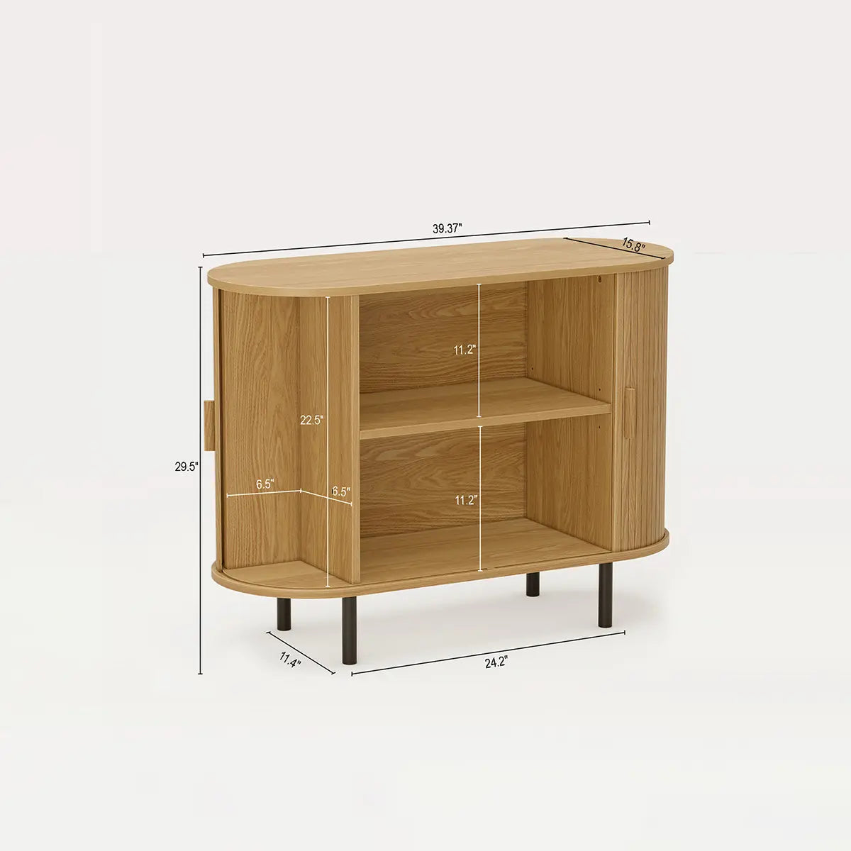 Mid Century Modern Fluted Buffet Cabinet with Sliding Doors & Adjustable Shelf – Wooden Coffee Bar Storage Sideboard for Living Room, Kitchen & Entryway