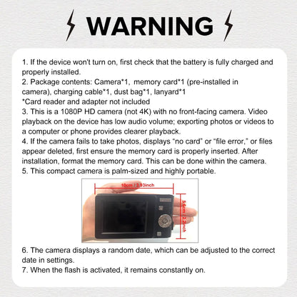 FHD 1080P Digital Camera with 16X Zoom & SD Card – Portable Point and Shoot Mini Camera for Kids, Teens & Beginners