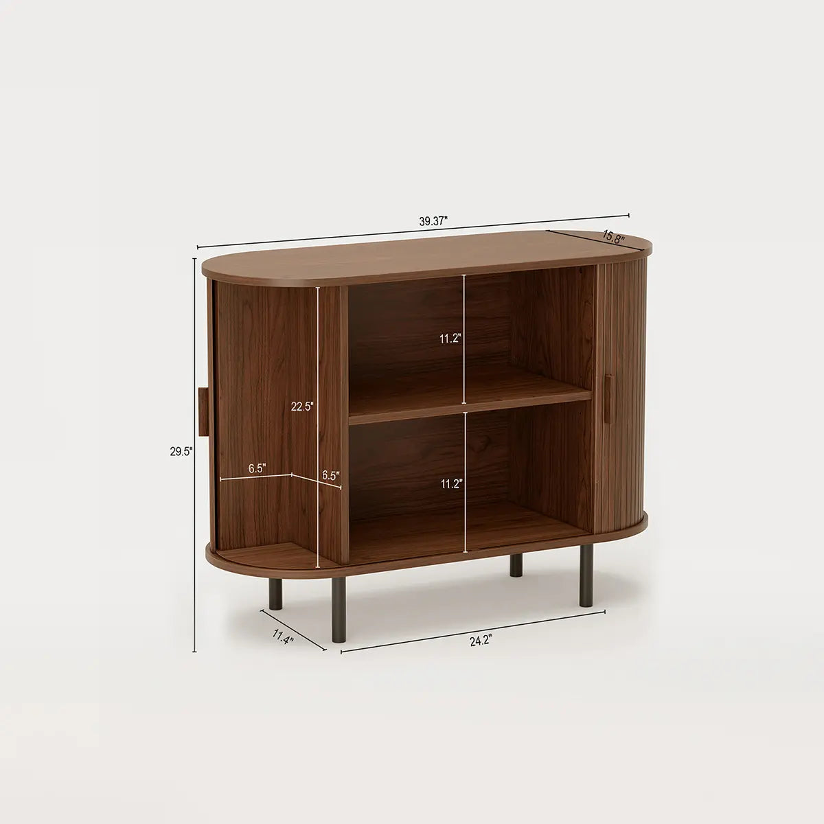 Mid Century Modern Fluted Buffet Cabinet with Sliding Doors & Adjustable Shelf – Wooden Coffee Bar Storage Sideboard for Living Room, Kitchen & Entryway