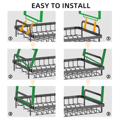 2-Tier Foldable Dish Drying Rack with Drainboard – Kitchen Dish Drainer & Tableware Storage Organizer